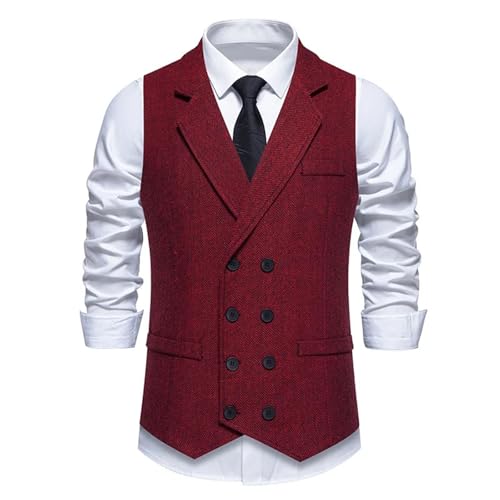 Men's Satin Inner Vest Business Casual Formal Suit Notched Lapel Double-Breasted Suit Vest