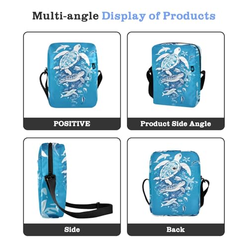 Turtle Dolphin Blue messenger bags mens shoulder bag Womens Cross Body Purses Adjustable Strap for Travel Travel4
