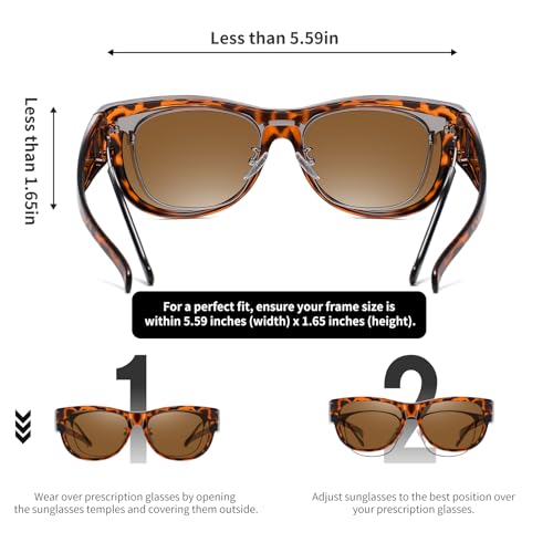 Image of GEGURI Polarized Sunglasses Fit Over Glasses for Men Women, Oversized Square Sun Glasses UV400 Protection Shades