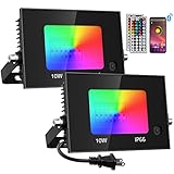 iMaihom 2 Pack Bluetooth RGBW LED Flood Light, 100W Equivalent App Control RGB Stage Light, 2700K Di