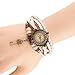 Produktbild Qinlee Retro Dame Armbänder Classic Schlüssel Armbanduhr Stil Anhänger Armbänder Stilvolle Webart Leder Armbänder Elegantes Schmuck Geschenk Weiß