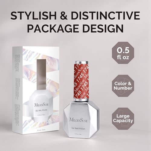 Image of MelodySusie Rust Red Gel Nail Polish,0.5fl oz Nails Soak Off UV LED Red Brown Gel Polish Gift for Women Nail Art Manicure Salon DIY Nail Design Decoration at Home-1745