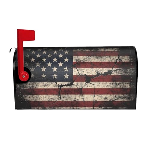 Image of Retro American Flag Mailbox Cover Magnetic 4th of July Waterproof Mailbox Wraps Post Letter Box Decor 25.5x21 in