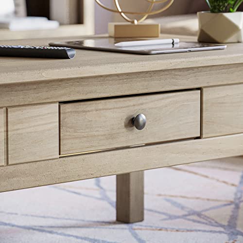 Vida Designs Panama 1 Drawer Coffee Table, Rustic Living Room Furniture, Natural Oak Wood, Wax Finish