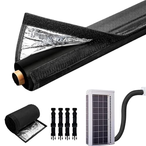 3-Layer HVAC Copper Pipe Insulation Wrap, HVAC Copper Pipe Protect, AC Line Insulation Wrap Outdoor, Outside Pipe Cover, 72 x 10.2 inches, Black