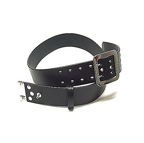VEGA HOLSTER 1V56 CINTURONE IN PELLE NERO BIANCO DOPPIO ARTIGLIO USO VIGILANZA PS CC GDF GPG (EXTRA LARGE CM 113-127, NERO)