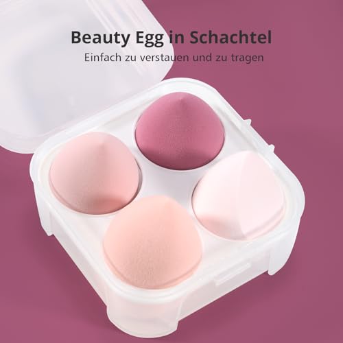 Juego de 4 Esponja Maquillaje Profesional, Beauty Blender Multifunción para Base Líquida, Corrector, BB Cream, Seco y Húmedo, Suave y Sin Latex, Esponjas Maquillaje Cara Ideal para Difuminar y Mezclar - imagen 6