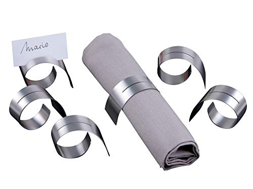 c|h|g chg 3422-00 Serviettenringe mit Schlitz, 6er-Set aus rostfreiem Edelstahl Durchmesser 4,2-6-5 cm, Breite 1,8-3,6 cm