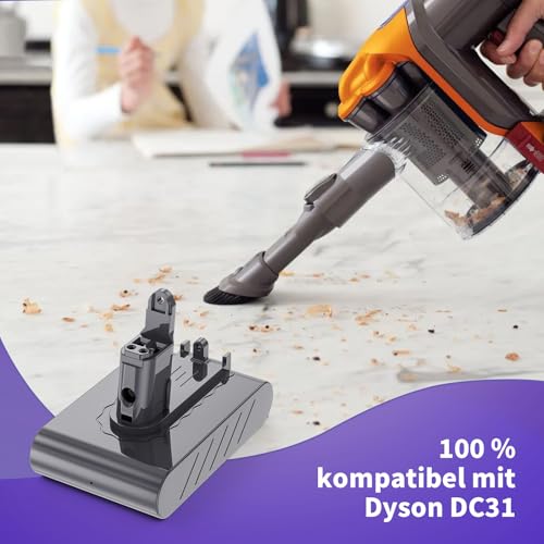 4500mAh Ersatzakku für Dyson DC31, DC34, DC35, DC44, DC45, DC56, DC57, 917083-01 Staubsauger, mit Filter (Nur für Dyson Typ B Modelle geeignet)