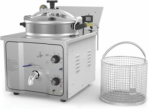 16L commercial pressure fryer, 3KW electric cabinet top pressure fryer, stainless steel kitchen fryer for snacks, wine and restaurant
