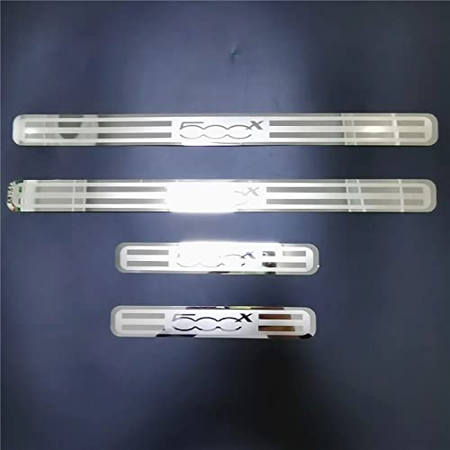 MKPMRAT 4 Pièces Acier Inoxydable Protection De Seuil De Porte, Pour FIAT 500X 2014-2017 2018 2019 2020, RéSistant Anti-Rayures Voiture Plinthes Garnitures de Couverture de Seuil de Pédale Cover