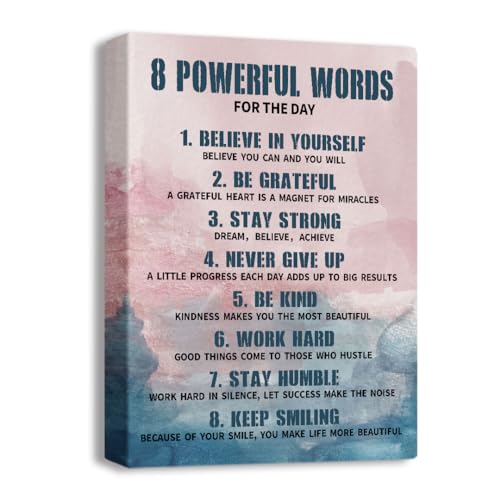 8 Rules Of Life - Quadro decorativo su tela con motto ispiratore, frase ispiratrice, decorazione per ufficio, adatta per ufficio, scuola, biblioteca, casa, posto di lavoro, camera da letto