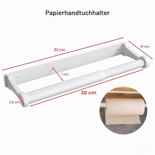 Loputon Küchenrollenhalter ohne Bohren, Küchenpapierhalter, Aluminiumlegierung Toilettenpapierhalter… – Ansicht 4