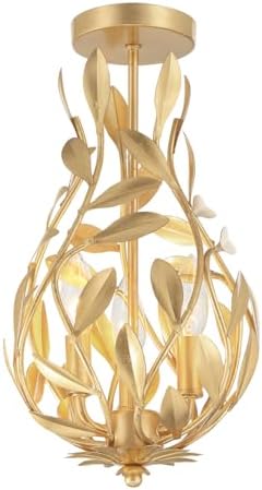 Crystorama Broche 9'' Antique Gold Semi Flush Mount