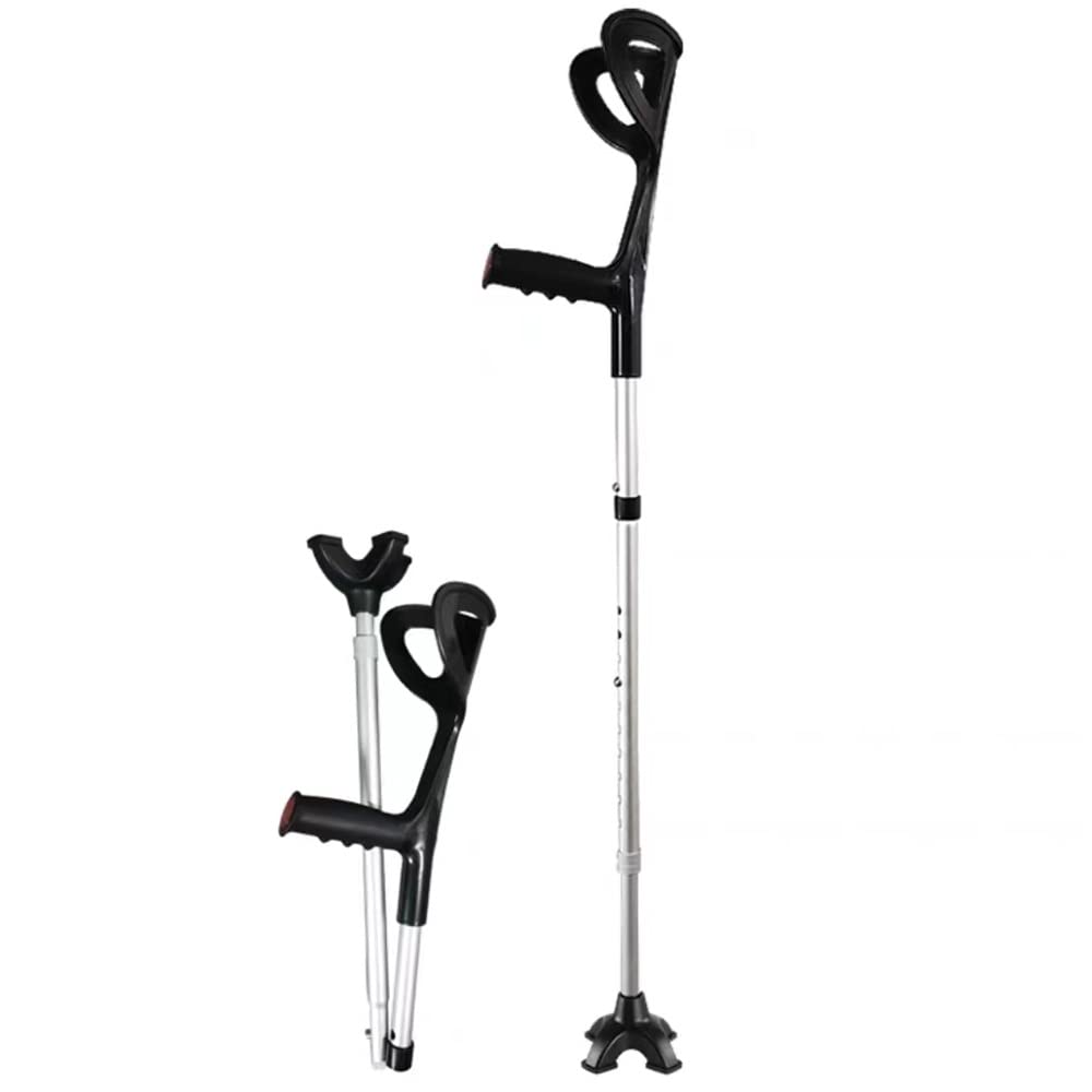 Plegable De Caminar Muleta, Muletas De Antebrazo Muletas De Antebrazo Adulto Bastones, Bastón para Jóvenes Muletas Ortopédicas, Antideslizante (Color : Silver, Size : Four-Legged)