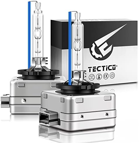 TECTICO D1S Xenon HID Headlights Bulbs, 35W 8000K Cool White High/Low Beam Headlights, Automotive Replacement Bulbs, Pack of 2