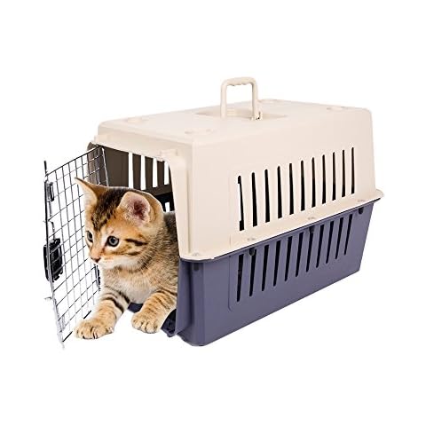 KARMAS PRODUCT Small Plastic Cat & Dog Carrier Cage Portable Pet Box Airline Approved Pet Kennel 16.5lbs Weight Capacity Cover
