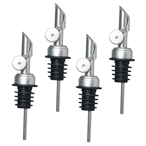 MOLUCKFU 4pcs Oil Bottle Nozzle Oil Dispenser Olive Oil Spouts for Bottles Oil Bottles for Kitchen Pour Spouts Pourer Decorative Wine Stopper Practical Wine Spout Plastic Silver