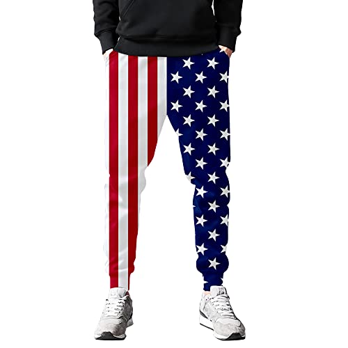 Wxueh American Flag Pattern Mens Jogger Sweatpants Funny Casual Joggers Pants Track Pants For Men Sports Athletic #TOP1