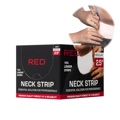 Red by Kiss Premium Barber Neck Strips Soft Absorbent Disposable Neck Strips for Hair Cutting Barber Shop Supplies Anti-Slip Secure Fit Hygienic Haircut Accessories (2.5 Inch)