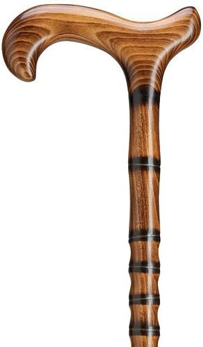 Unisex Derby Cane Carved & Scorched Bamboo Steps Jambis -Affordable Gift! Item #DHAR-9207500