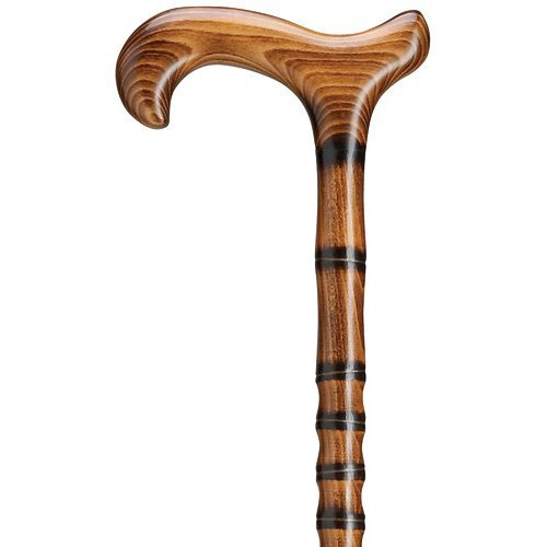 Unisex Derby Cane Carved & Scorched Bamboo Steps Jambis -Affordable Gift! Item #DHAR-9207500