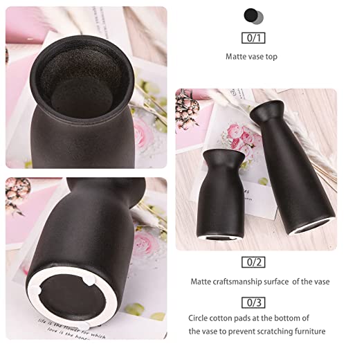 Joynisy Ceramic Vase Set Of 2, Black Matte Boho Vase For Decorative Dried Flowers Pampas Grass Decoraitons, Dining Table Centerpieces Rustic Living Room Decor For Home Office (Black) #TOP2