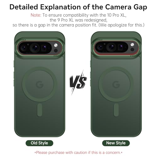 BENTOBEN Magnetic for Google Pixel 9 Pro XL Case, Pixel 9ProXL Phone Case Compatible with MagSafe, Translucent Matte Slim Shockproof Protective Magnetic Cover for Google 9 ProXL 6.8 inch, Deep Green