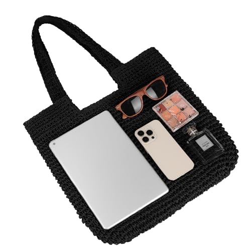 Bolso grande de playa tejido a mano para mujer miniatura 4