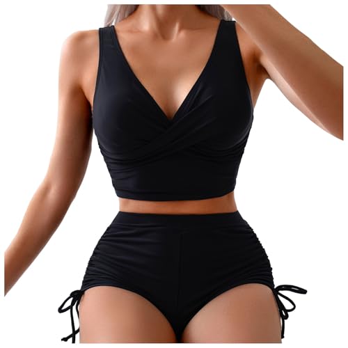 Bikinis Mujer Reductores Bañador Reductor Barriga para Vientre Traje De Baño 2 Piezas Sexy Push Up Cuello En V Reductores Ropa Sexy Bohemia Conjunto Bikinis(L)