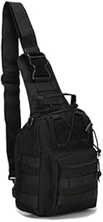 MICROSEVEN Men Backpack Molle Tactical Sling Chest Pack Shoulder Bag Outdoor Hiking Travel (Black)