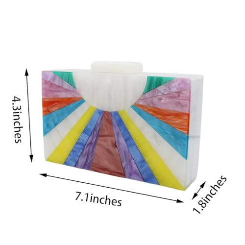 Image of Elegant Ladies Acrylic Evening Clutch Multicolored Bag Box Stylish Marble Purse Handbag for Wedding Banquet Cocktail