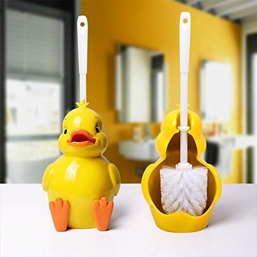 JIUJ Compacte toiletborstel badkamer nieuwigheid toiletborstelhouder cartoon vuurtoren hars toilet scrubber set, blauw