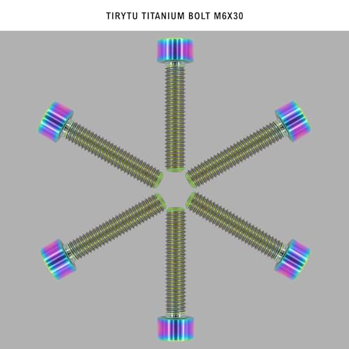 Image of M6x30mm Titanium Bolts - Hex Socket Screws for Bike, Motorcycle, Marine | Corrosion Resistant in Salty /Humid Conditions, Lightweight Fasteners | Colorful (6PC