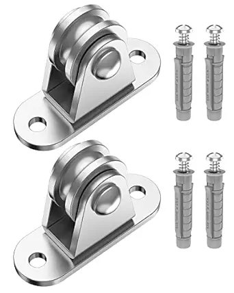 Pulley Block Carbon Steel Pulley Roller Duplex Bearing Silent, Heavy Duty Pulley Wheel, Wall/Ceiling Pulleys Loading 110 lb for Sun Shade Sail, Wood Shed, Material Handling and Moving, Hang Plants (2)