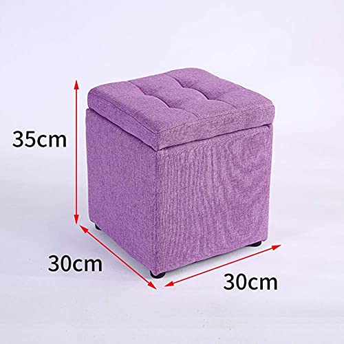 Tabouret de repose-pieds de rangement et pouf cube en lin - 3