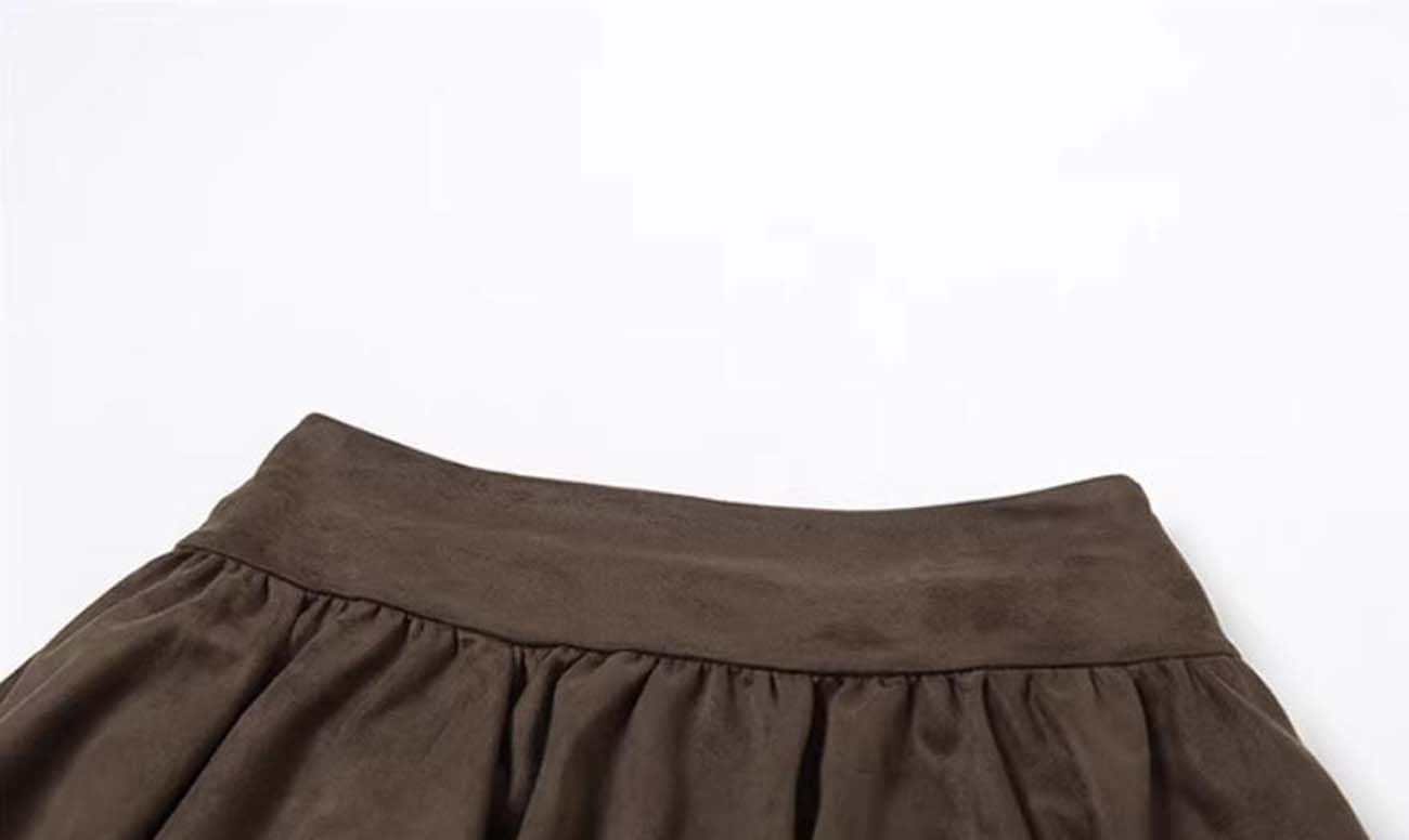 PRINCESS BRIDE Girls Summer Retro Polyester Patchwork Irregular Short Skirt High-Waisted Slimming Asymmetrical A-line Mini Skirt A09 Brown