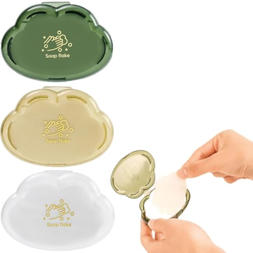 SGERUFZ 150 Blätter Wolke Reiseseife Einweg-Seifenblätter tragbare Behälter Taschenseifen für Handwäsche Wandern Reise Papier Seife Portable Reichhaltiger Schaum