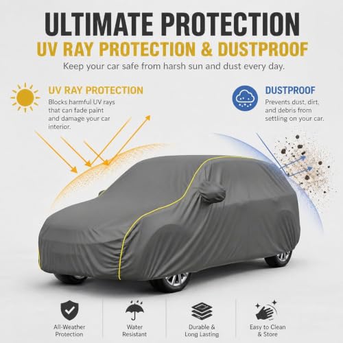 Image of Custom Fit Grey Car Cover | 100% Waterproof Polyester Body Cover | UV & Heat Protection | Dust, Scratch & Wind Resistant. (EON)