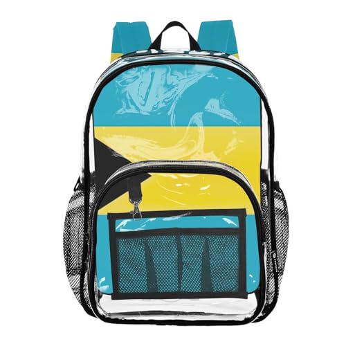 Clear Bag for Women Travel Boys Backpacks for Girls Large Plastic Approved Bag World Flag