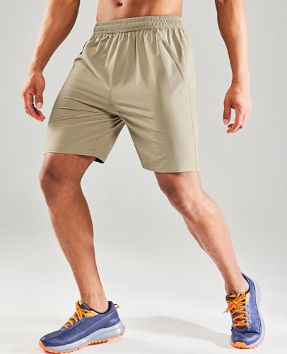 Image of MIER Men's Quick Dry Running Shorts with Zipper Pocket Elastic Waist Athletic Workout Exercise Shorts