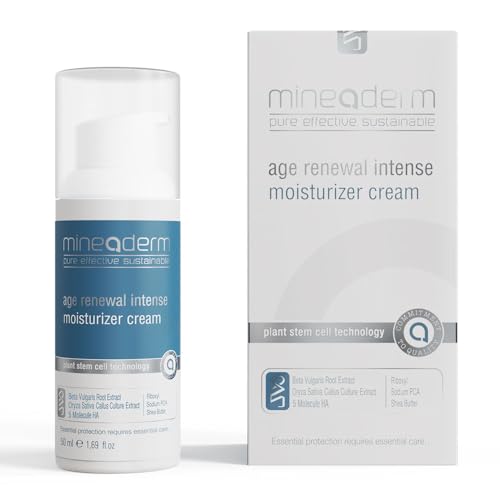 MINEADERM Age Renewal Crema hidratante intensiva para el rostro, 50 ml, cuidado natural de la piel, contra daños solares, crema facial antiedad