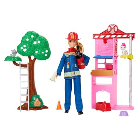 Barbie Firefighter Doll & Playset with Pets Cover