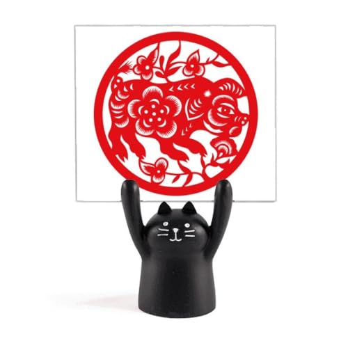 Support de mémo cochon, porte-note papier et chat noir déco