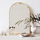 FVANF Wall Mounted Mirror, Wall Mirror for Bathroom, 24"x36" Arch Bathroom Mirror, Gold Vanity Mirro