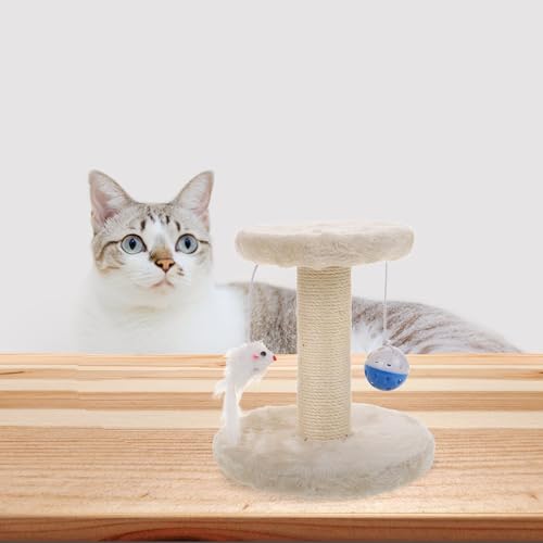 Rascador para gatos torre con bolas colgantes y tablero de sisal beige miniatura 5