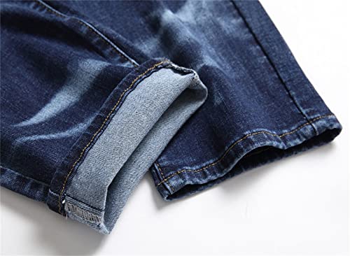 Pantalon en jean coupe slim taille moyenne avec poches effet usé
