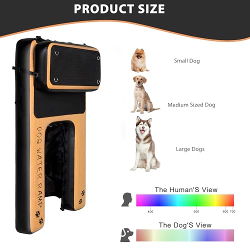 DiDiBirDi Hunde Wasserrampe,Doppelschicht Extra Große Breite Aufblasbare Wasserrampe Pool Leiter, Welpen-Planke rutschfeste Hundeboot Schwimmende Leitermit für Boote und Docks für Hunde bis 100 kg