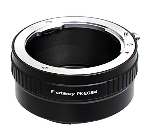 Adaptador de lente Fotasy PK a Canon EF-M, compatible con cámaras mirrorless Canon EOS M, M2, M3, M5, M6, Mark II, M10, M50, M100, M200 y objetivos Pentax K miniatura 1