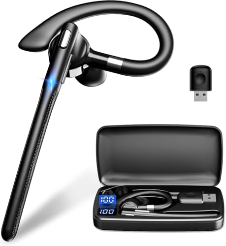 Mosyxe Manos Libres Auricular Bluetooth V5.4 con ENC Micrófono, Más de 180 Horas de Reproducción Bluetooth o USB Dongle PC, Micrófono Giratorio y Cancelación de Ruido Auriculares